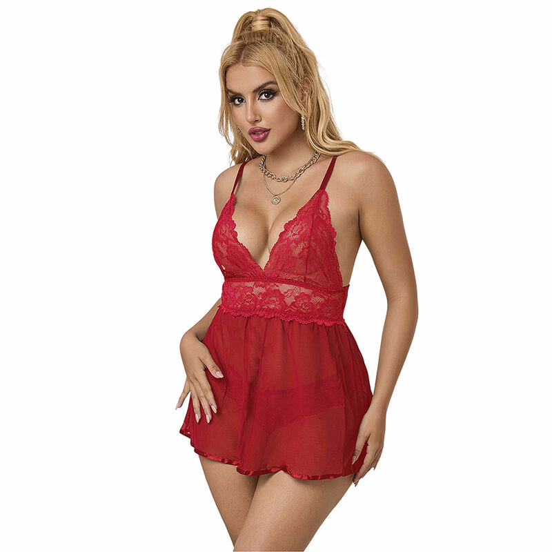 SUBBLIME - 953843 BABYDOLL APERTURA TRASERA + PANTIE ROJO L/XL - Imagen 5