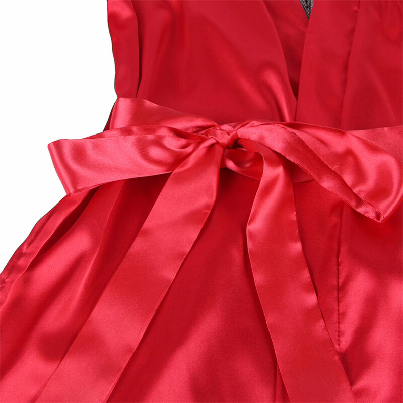 SUBBLIME - 954017 CAMISON DE ENCAJE ESPALDA TRANSPARENTE + TANGA ROJO/NEGRO S/M - Imagen 7