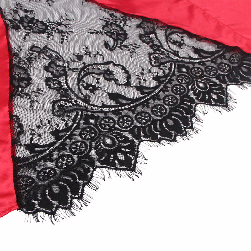 SUBBLIME - 954024 CAMISON DE ENCAJE ESPALDA TRANSPARENTE + TANGA ROJO/NEGRO L/XL - Imagen 9