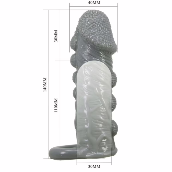 PRETTY LOVE - FUNDA REALÍSTICA ALARGADORA Y RETARDANTE PARA PENE GRIS - Imagen 7