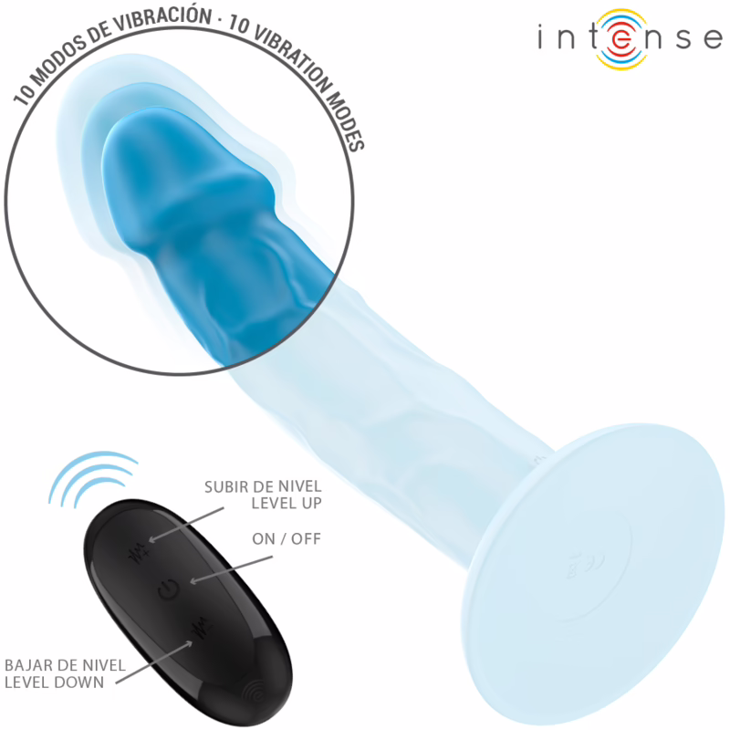 INTENSE - PHOEBE VIBRADOR REALÍSTICO 10 VIBRACIONES AZUL CONTROL REMOTO - Imagen 3