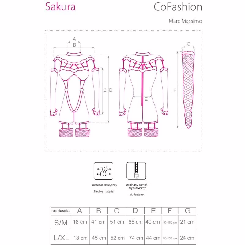 LIVCO CORSETTI FASHION - SAKURA CF 90357 MONO + GUANTES LARGOS + LIGUEROS NEGRO L/XL - Imagen 4