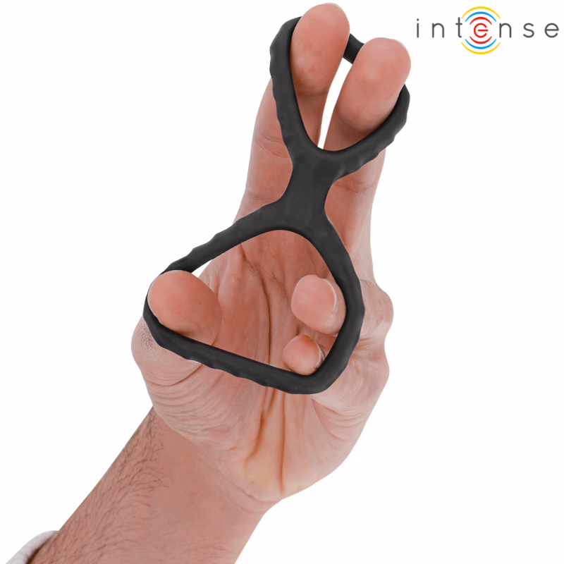INTENSE - DEWEY ANILLO DOBLE PARA PENE SILICONA NEGRO MODELO 2 - Imagen 4