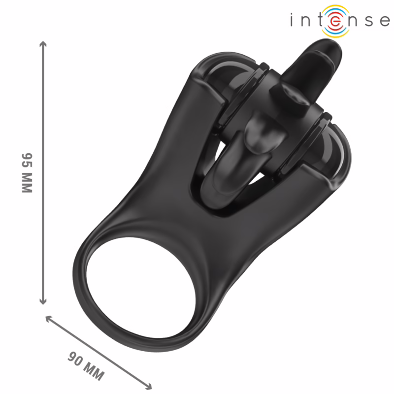 INTENSE - MABEL ANILLO VIBRADOR 10 VIBRACIONES CON ESTIMULADOR DE CLÍTORIS NEGRO - Imagen 5