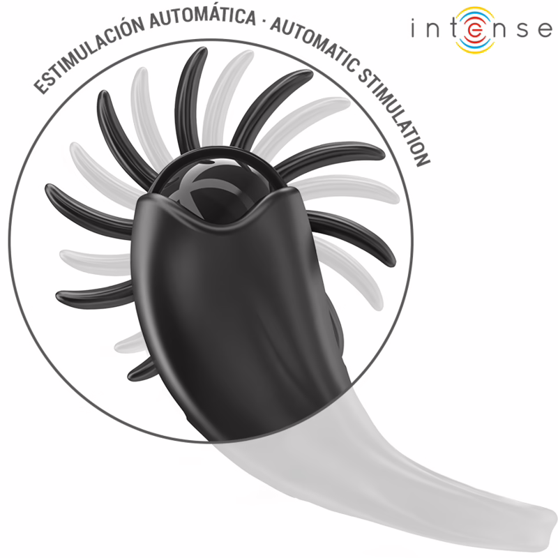 INTENSE - MABEL ANILLO VIBRADOR 10 VIBRACIONES CON ESTIMULADOR DE CLÍTORIS NEGRO - Imagen 3