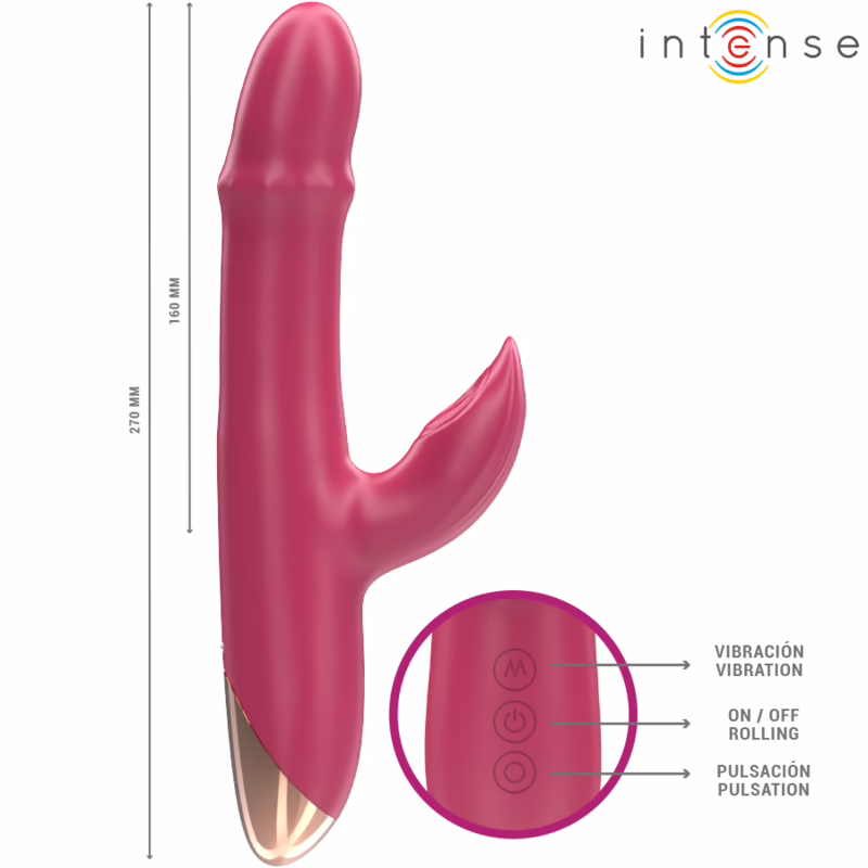INTENSE - CHLOE VIBRADOR MULTIFUNCIÓN 3 EN 1 ROJO - Imagen 6