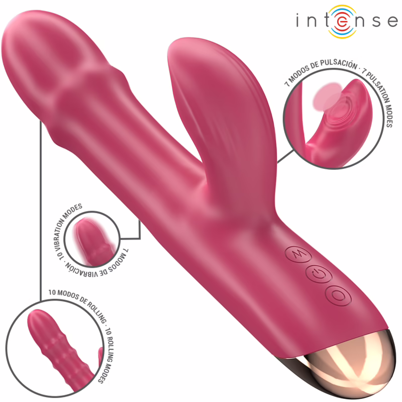 INTENSE - CHLOE VIBRADOR MULTIFUNCIÓN 3 EN 1 ROJO - Imagen 2