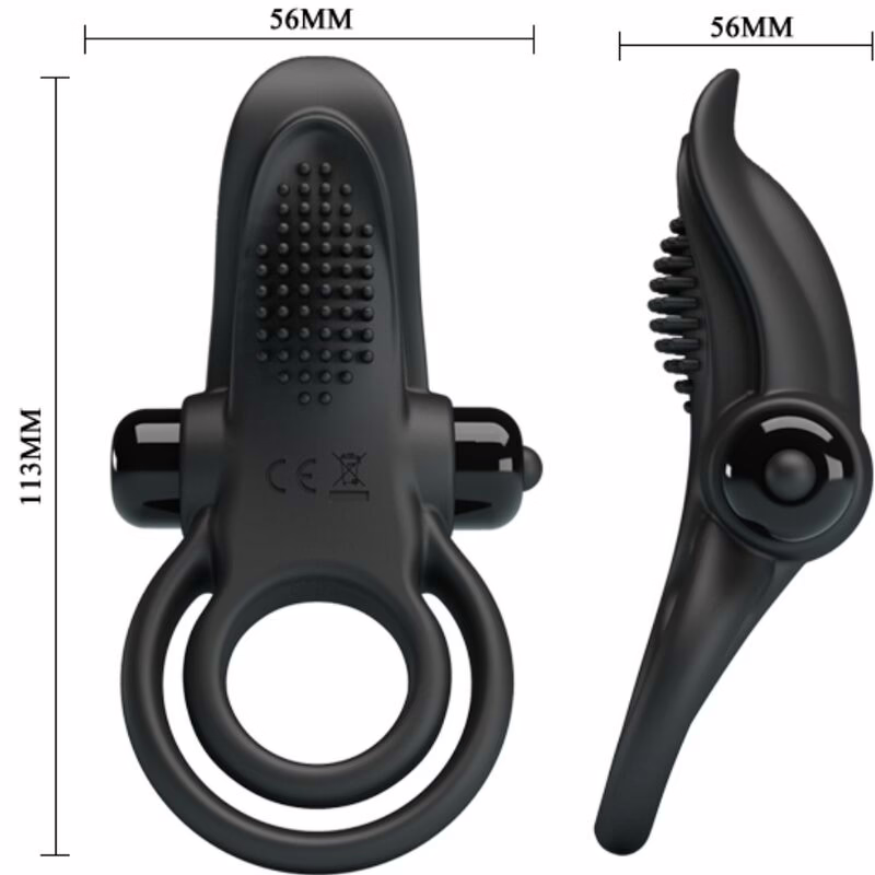 PRETTY LOVE - DOBLE ANILLO VIBRADOR + ESTIMULADOR CLÍTORIS 10 VIBRACIONES NEGRO - Imagen 5