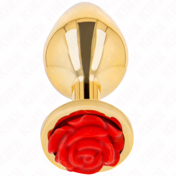 KINK - PLUG ANAL DORADO ROSA ROJA TALLA S - Imagen 3