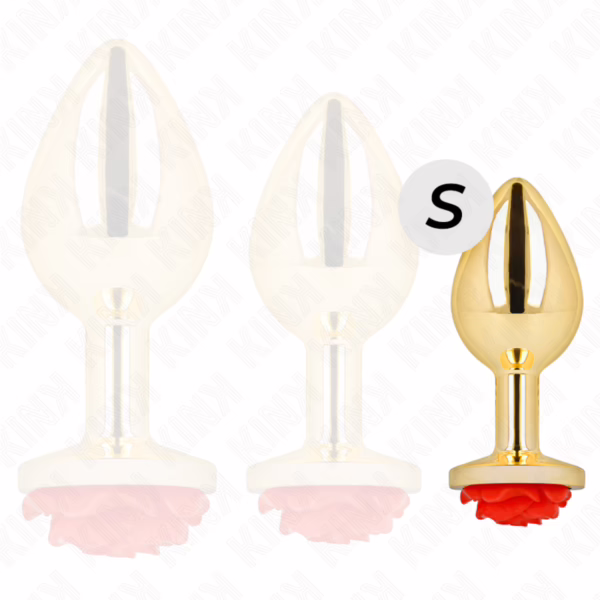 KINK - PLUG ANAL DORADO ROSA ROJA TALLA S - Imagen 2