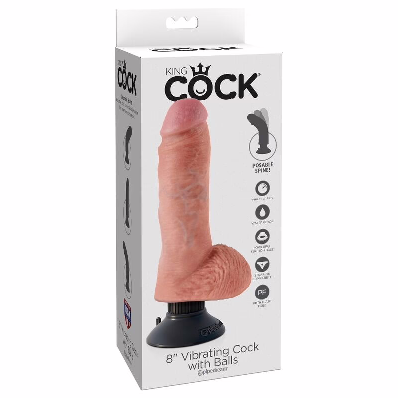 KING COCK - DILDO VIBRADOR CON TESTICULOS 20.3 CM NATURAL - Imagen 7