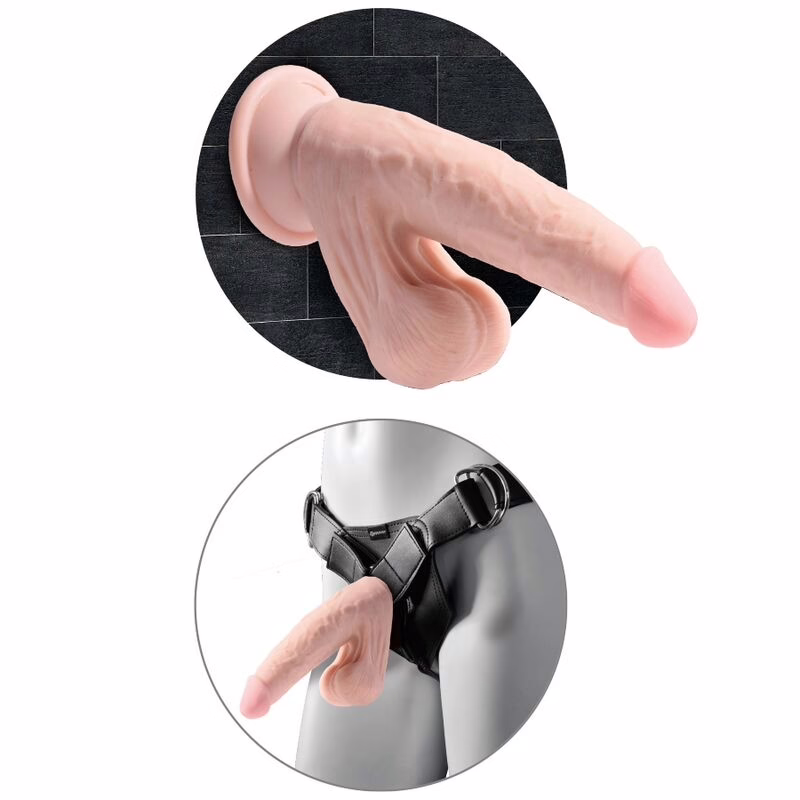 KING COCK - PLUS 3D DILDO SWINGING BALLS 15.2 CM NATURAL - Imagen 5
