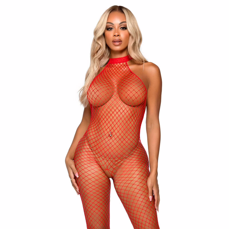 LEG AVENUE - LE FRIVOLE BODYSTOCKING - CUELLO RACER TALLA ÚNICA ROJO