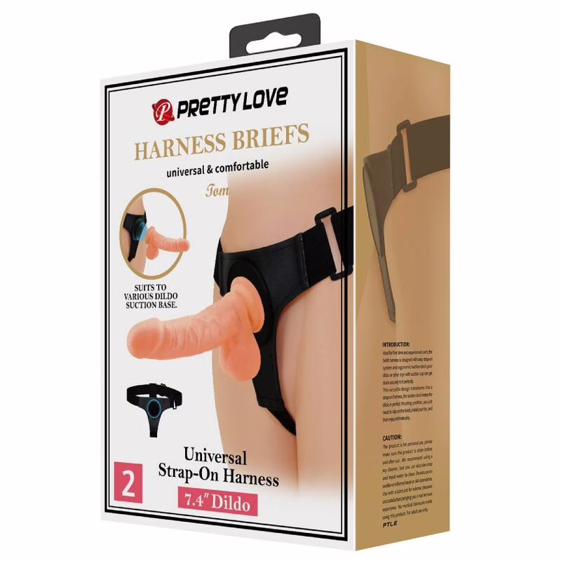 PRETTY LOVE - HARNESS BRIEFS ARNÉS UNIVERSAL CON DILDO TOM 20 CM NATURAL - Imagen 10