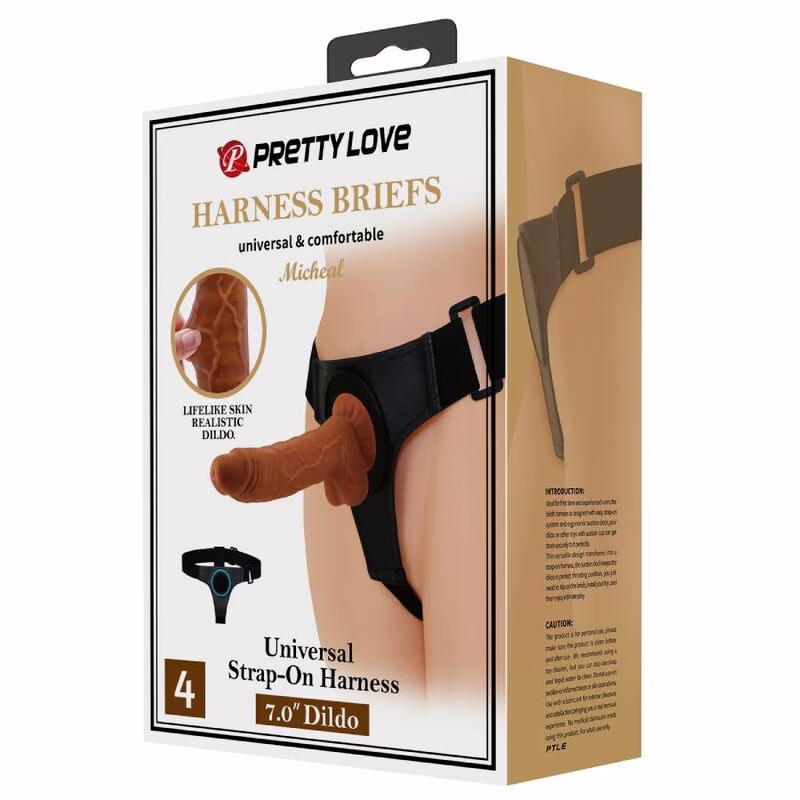 PRETTY LOVE - HARNESS BRIEFS ARNÉS UNIVERSAL CON DILDO MICHEAL 20 CM NEGRO - Imagen 10