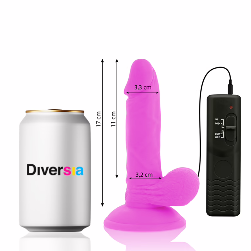 DIVERSIA - DILDO REALÍSTICO FLEXIBLE CON VIBRACIÓN MORADO 17 CM -O- 3.3 CM - Imagen 2