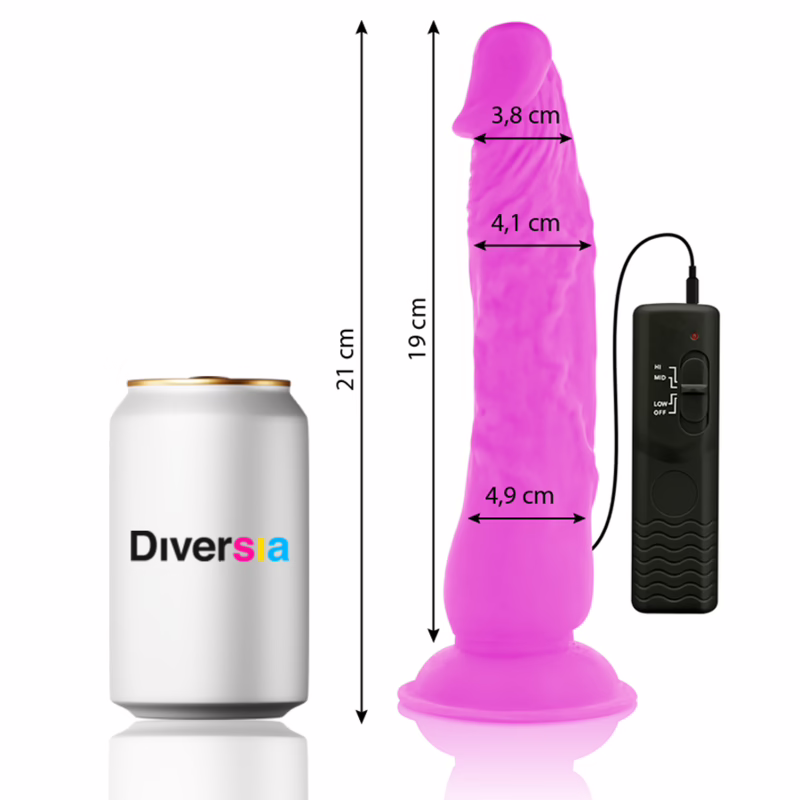 DIVERSIA - DILDO REALÍSTICO FLEXIBLE CON VIBRACIÓN LILA 21 CM -O- 4.9 CM - Imagen 2