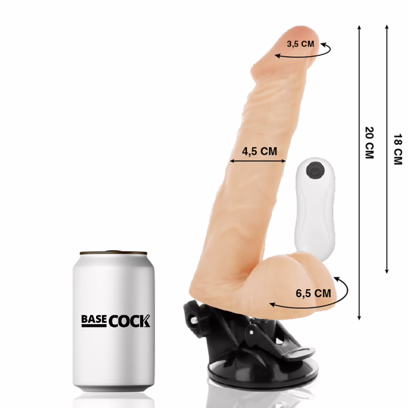 BASECOCK - VIBRADOR REALÍSTICO ARTICULABLE CONTROL REMOTO NATURAL 20 CM -O- 4.5 CM - Imagen 2