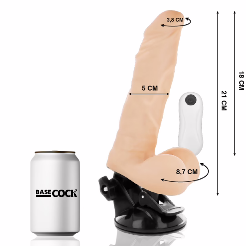 BASECOCK - VIBRADOR REALÍSTICO ARTICULABLE CONTROL REMOTO NATURAL 21 CM -O- 5 CM - Imagen 2