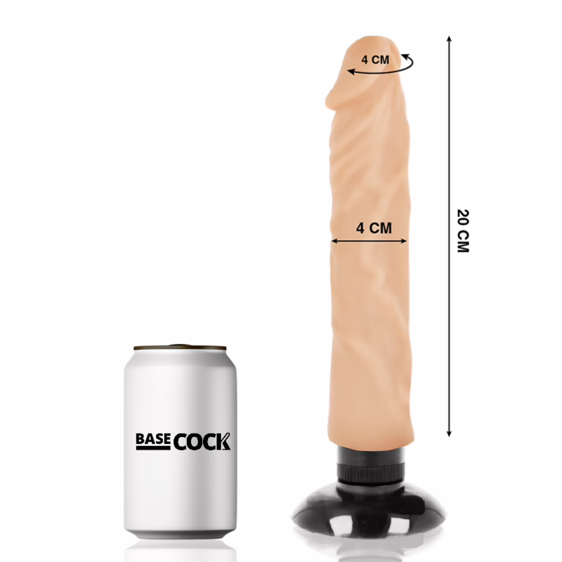 BASECOCK - VIBRADOR REALÍSTICO 2-1 NATURAL 20 CM -O- 4 CM - Imagen 2