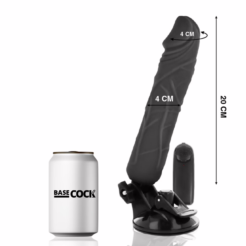 BASECOCK - VIBRADOR REALÍSTICO CONTROL REMOTO NEGRO 20 CM -O- 4 CM - Imagen 2