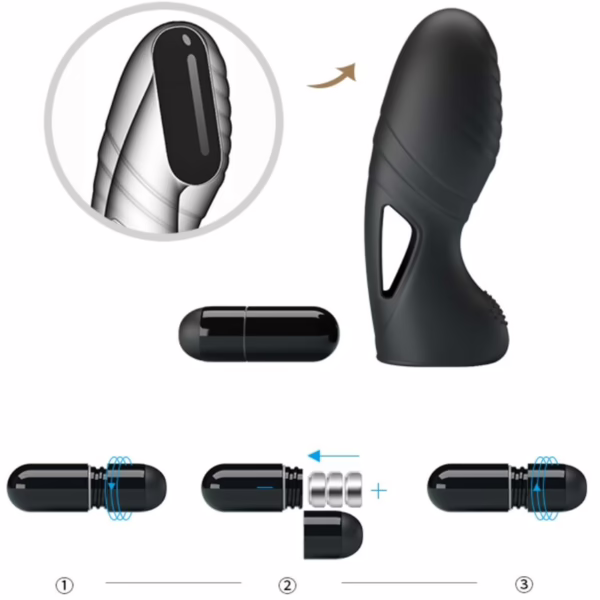 PRETTY LOVE - ALAN VIBRADOR DE DEDO SILICONA NEGRO - Imagen 8