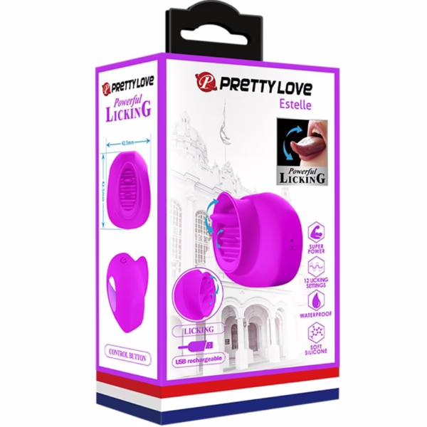 PRETTY LOVE - ESTELLE LENGUA ESTIMULADORA CLÍTORIS 12 VIBRACIONES MORADO - Imagen 6