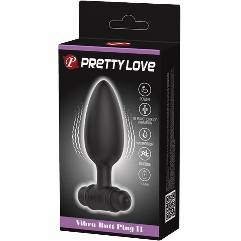 PRETTY LOVE - VIBRA BUTT PLUG 2 PLUG ANAL 10 VIBRACIONES NEGRO - Imagen 6