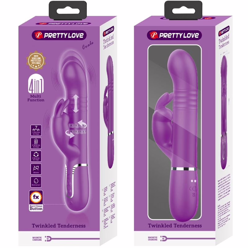 PRETTY LOVE - COALE VIBRADOR RABBIT MULTIFUNCIÓN 4 EN 1 MORADO - Imagen 8