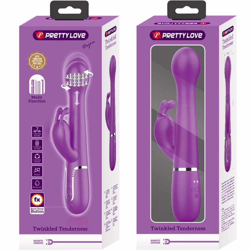 PRETTY LOVE - DEJON VIBRADOR RABBIT MULTIFUNCIÓN 3 EN 1 MORADO - Imagen 8