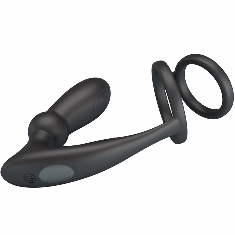 PRETTY LOVE - EMONI ANILLO PENE + PLUG ANAL 12 VIBRACIONES NEGRO - Imagen 4