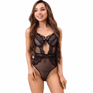 LIVCO CORSETTI FASHION - PAULA LC 20209 BODY CON ADORNOS DE ENCAJE NEGRO L/XL