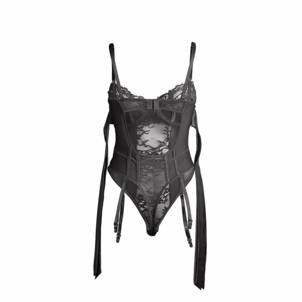 SUBBLIME - 955496 BODY DE ENCAJE CON LAZOS Y LIGAS NEGRO S/M - Imagen 5
