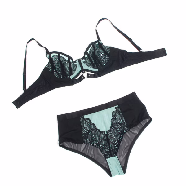 SUBBLIME - 955557 CONJUNTO SUJETADOR CON CREMALLERA DE MALLA DE CHAROL VERDE S/M - Imagen 7