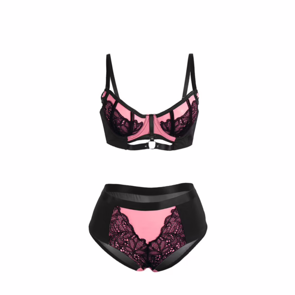 SUBBLIME - 955588 CONJUNTO SUJETADOR CON CREMALLERA DE MALLA DE CHAROL ROSA L/XL - Imagen 5