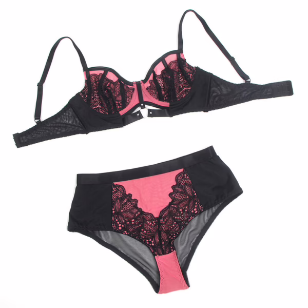 SUBBLIME - 955588 CONJUNTO SUJETADOR CON CREMALLERA DE MALLA DE CHAROL ROSA L/XL - Imagen 7