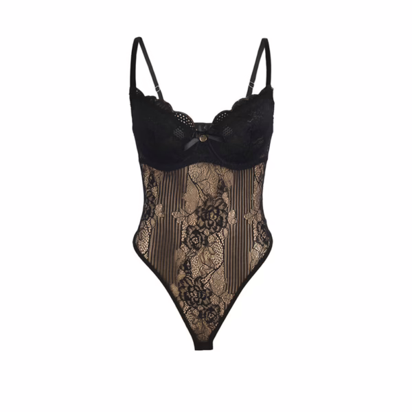 SUBBLIME - 955618 BODY DE ENCAJE CON CIERRE INFERIOR NEGRO S/M - Imagen 4