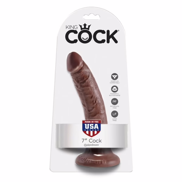 KING COCK - 7 PENE COLOR CHOCOLATE 17.8 CM - Imagen 6