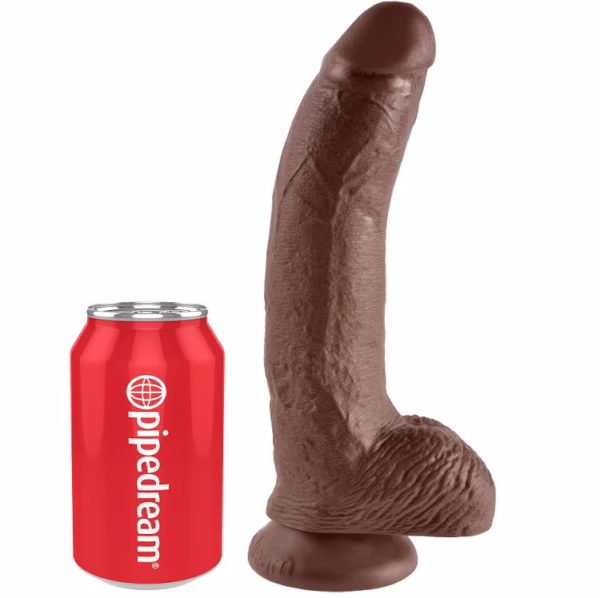 KING COCK - 9 PENE REALÍSTICO MARRÓN 22.9 CM - Imagen 8