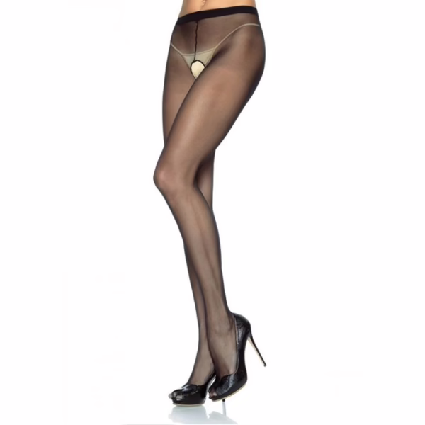 LEG AVENUE - PANTIES DE NYLON CON ABERTURA EN LA ENTREPIERNA NEGRO - Imagen 2