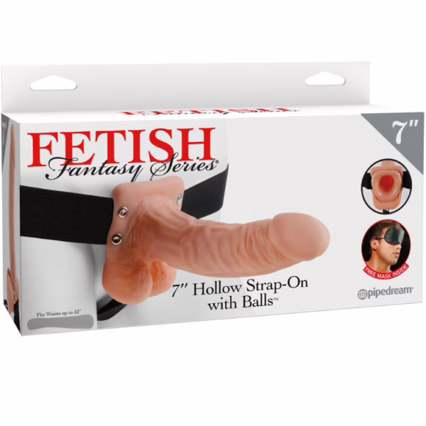 FETISH FANTASY SERIES - 7 HOLLOW STRAP-ON WITH BALLS 17.8CM NATURAL - Imagen 8