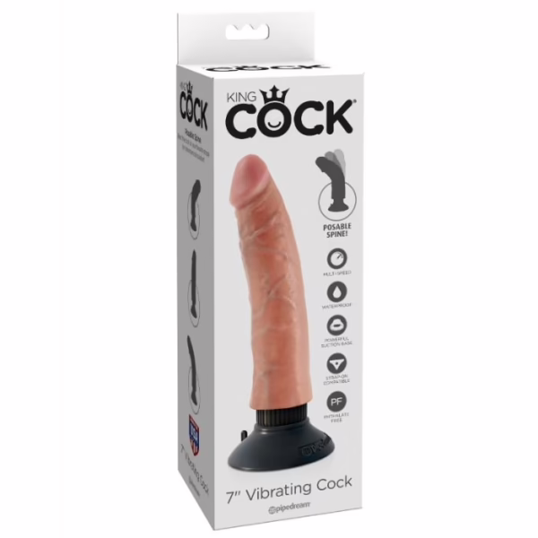 KING COCK - DILDO VIBRADOR 17.78 CM NATURAL - Imagen 9