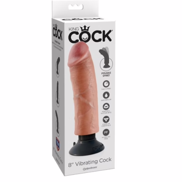 KING COCK - DILDO VIBRADOR 20.32 CM NATURAL - Imagen 9
