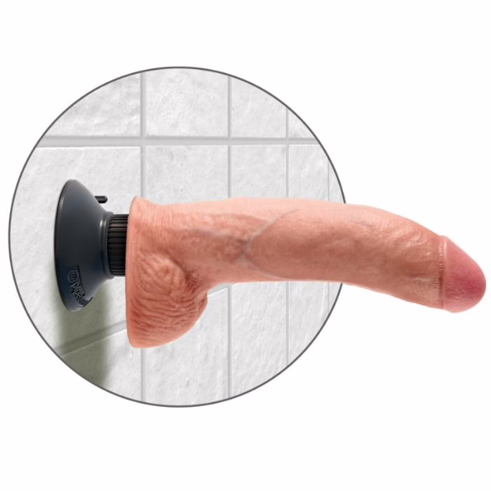 KING COCK - DILDO VIBRADOR CON TESTICULOS 23 CM NATURAL - Imagen 4