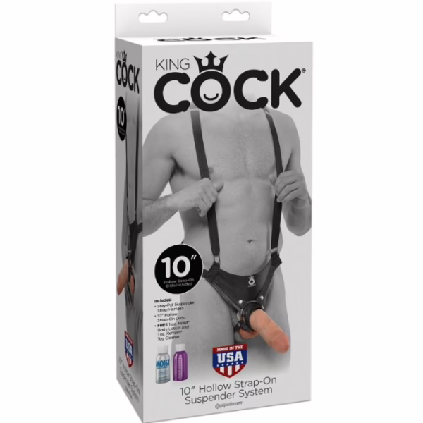 KING COCK - STRAP-ON CON DILDO HUECO 25.5 CM Y TIRANTES COLOR CARNE - Imagen 10