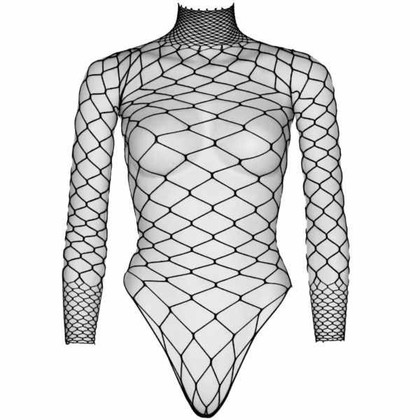 LEG AVENUE - TEDDY CUERPO DE RED MANGA LARGA NEGRO S/M - Imagen 6