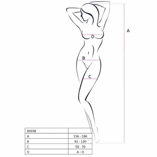 PASSION - WOMAN BS038 BODYSTOCKING BLANCO TALLA ÚNICA - Imagen 3