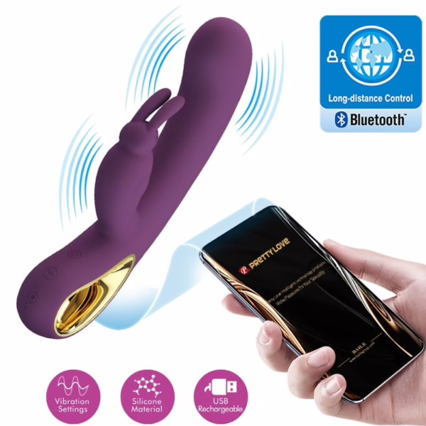 PRETTY LOVE - LIAM VIBRADOR RABBIT & PUNTO G CONTROLADO POR APP LILA - Imagen 6