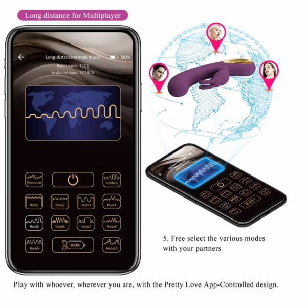 PRETTY LOVE - LIAM VIBRADOR RABBIT & PUNTO G CONTROLADO POR APP LILA - Imagen 13