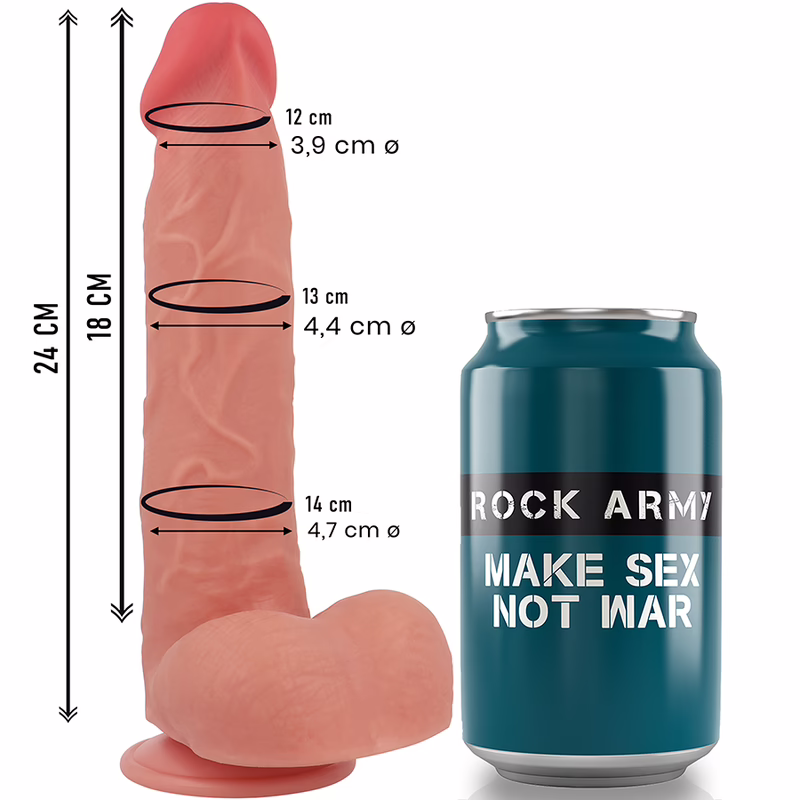 ROCKARMY - RAPTOR DILDO REALISTA DUAL DENSITY LIQUID SILICONE 24 CM -O- 4.4 CM - Imagen 3
